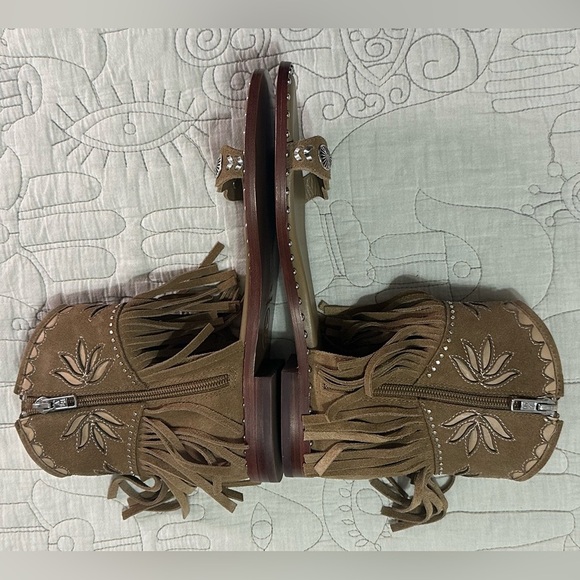 NEW Ash Leather Paquito Sandals Sz EU 38 US 8 ANTILOPE/SKIN Western Fringe - Picture 12 of 13